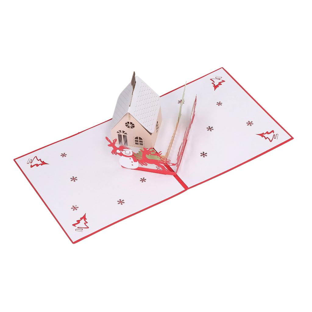 3D рождественские открытки Play Music Cute House Изысканная работа Рождественские всплывающие открытки с конвертом f