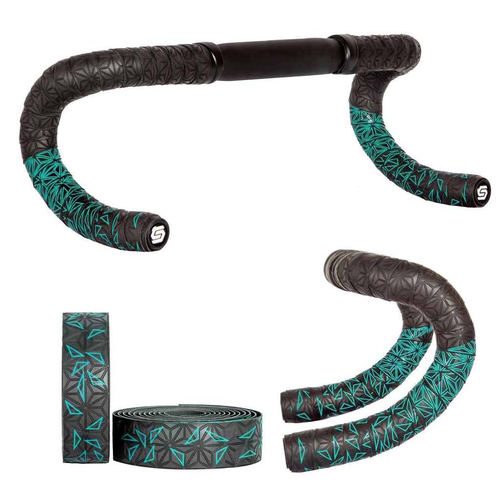 Амортизирующая градиентная лента для руля велосипеда с узором хризантемы - дышащая, двухцветная, износостойкая ПУ для шоссейных велосипедов.