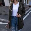 Women Hooded Waterproof Zipper Mid-length Windproof Waterproof Raincoat Jacket