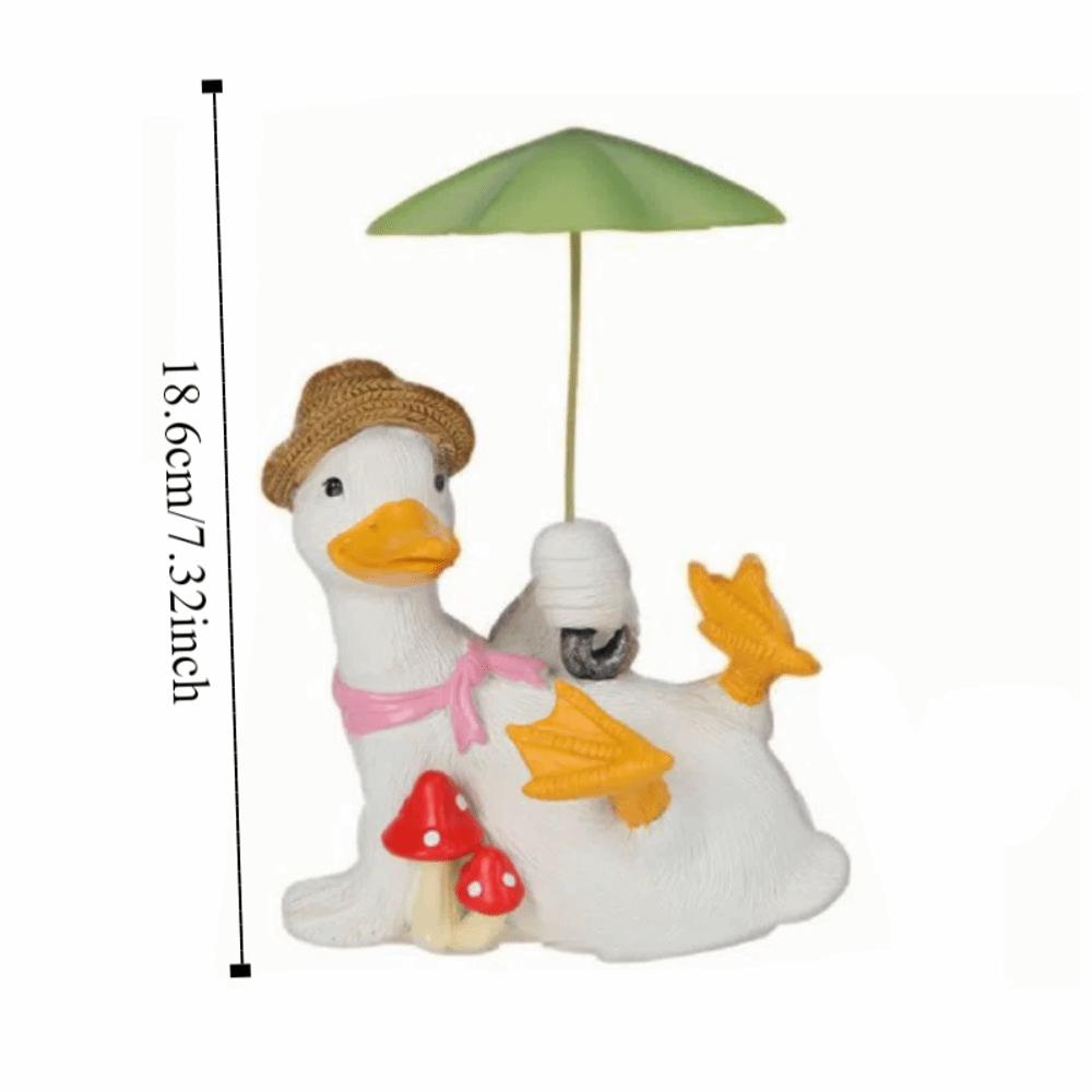 Simulated Duck Umbrella Ornament Handicraft Cartoon Resin Animal Sculpture  Balcony Garden Supplies
