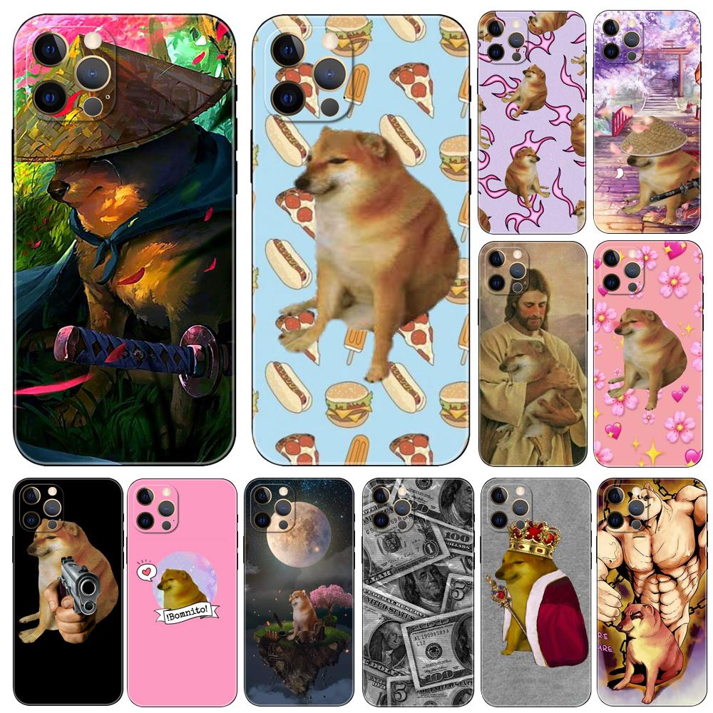 Чехол для телефона Doge Dog Cheems для iPhone 5 5s se 6 6s 7 8 plus x 10 XR XS 11 12 13 mini pro MAX, черная задняя крышка из ТПУ