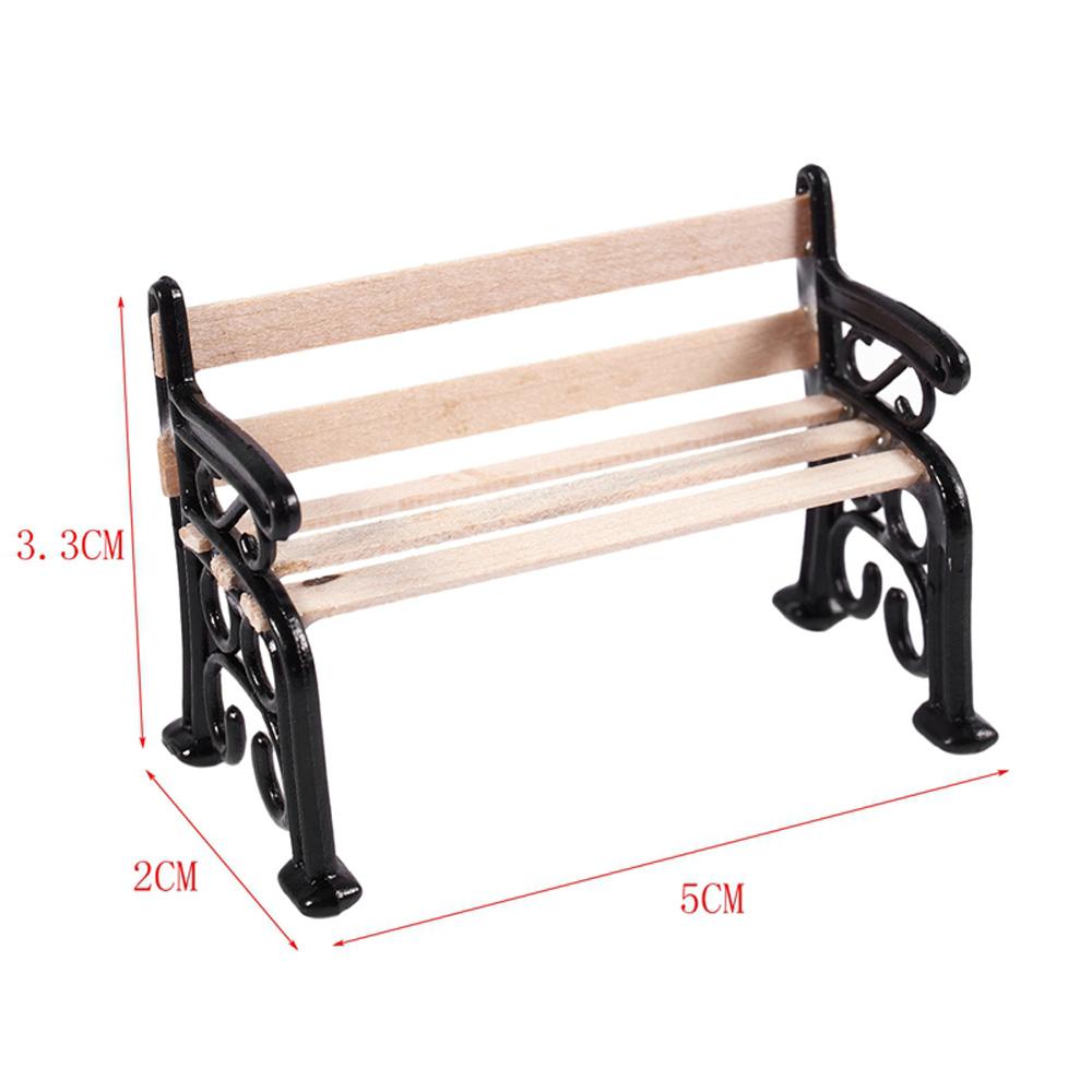 Wooden Park Bench Street Lamp Micro Landscape Dollhouse Ornament Micro Landscape Miniature Figurine