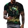 Мужская повседневная футболка с круглым вырезом и 3D-принтом быка. Новинка. С коротким рукавом. Большого размера. Смешные футболки с графикой быка для мужчин. Camisetas