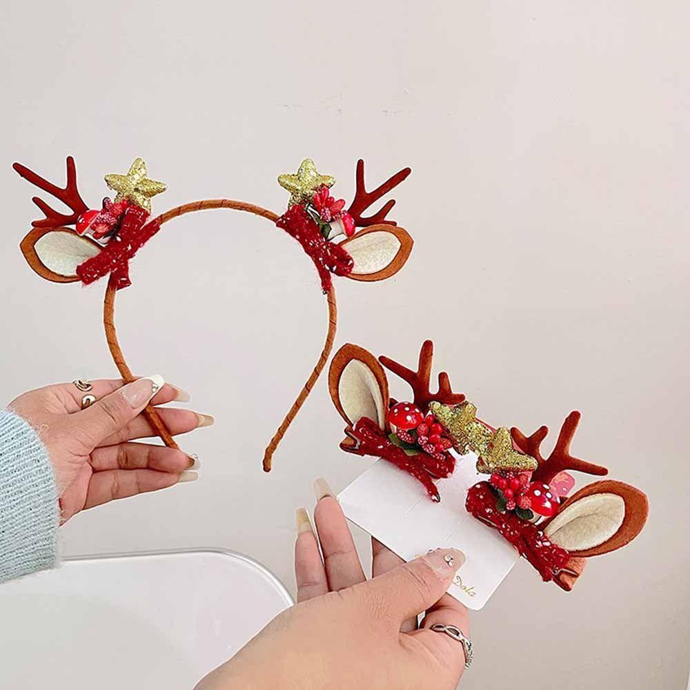 Headband Merry Christmas Decor Children Hair Clip Christmas Headwear Elk Hair Hoop Antler Hairpin