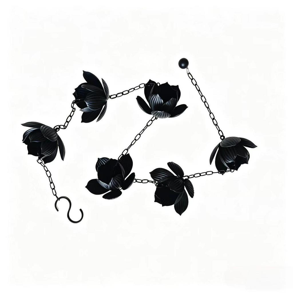 Lotus Garden Gutter Rain Chain - Courtyard Drainage & Water Guide