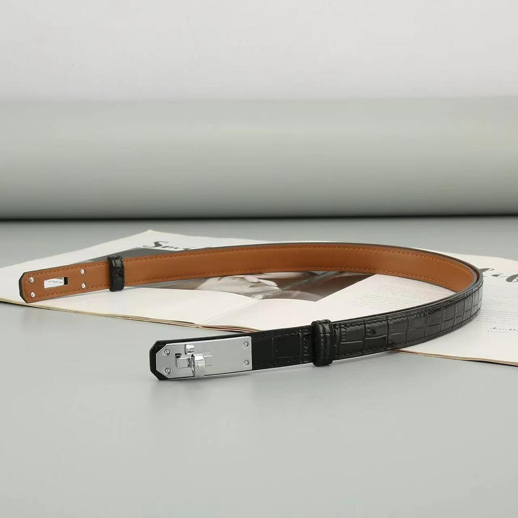 Women's Adjustable Genuine Leather Alligator Pattern Belt