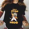 Футболка с забавным графическим принтом DON'T STOP MEOW Женская футболка с принтом поющего кота с короткими рукавами Хип-хоп уличный стиль Милые крутые девчачьи футболки