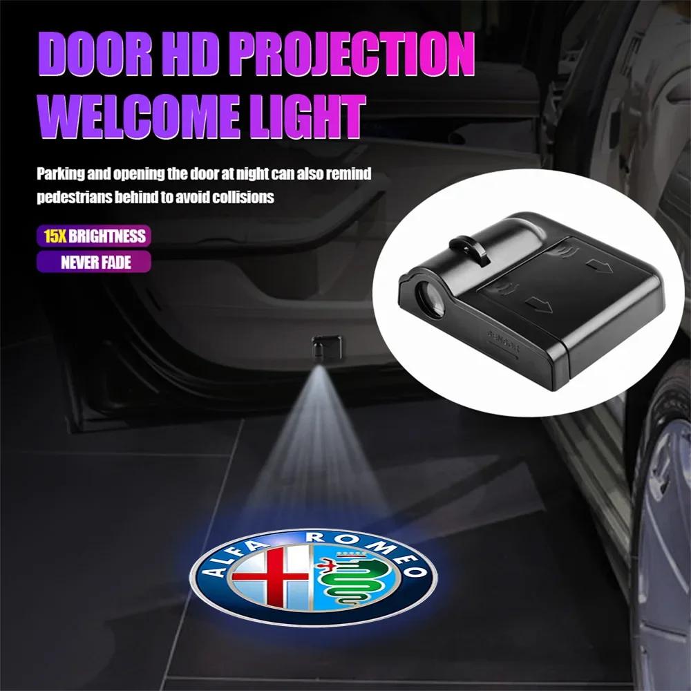 Car Stickers For Alfa Romeo Car Wireless Door Led Welcome Light Projection Lamp Light Decoration For Alfa Romeo Tonale Stelvio M zxb894