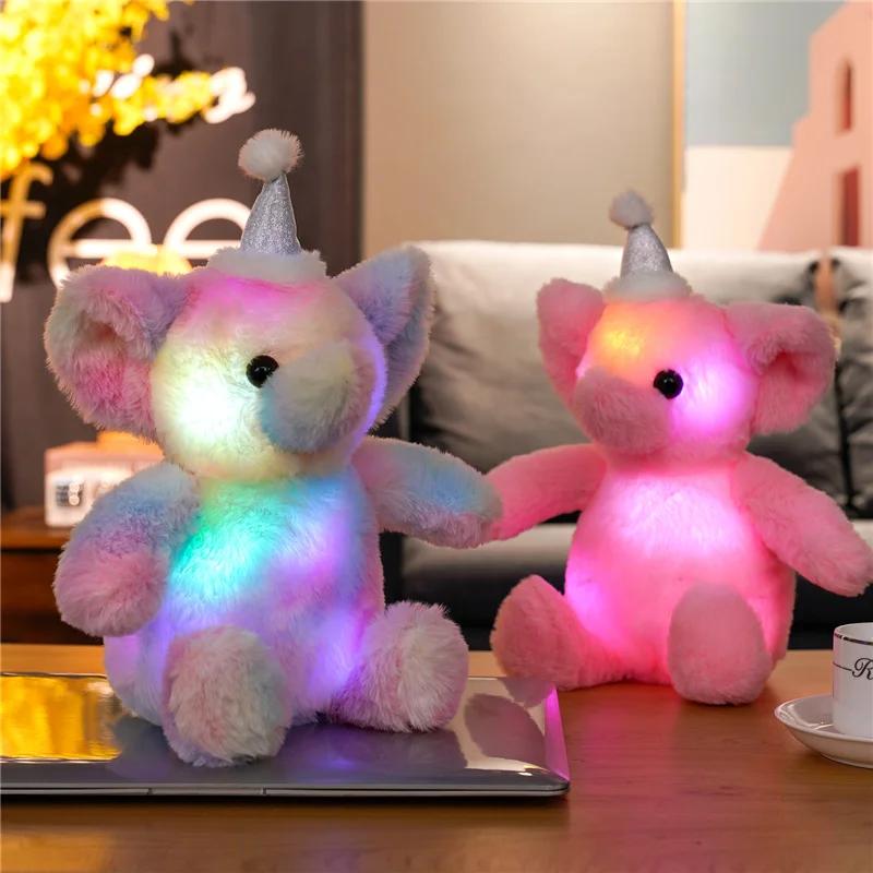 30 см светящиеся плюшевые игрушки светящиеся светодиодные красочные светящиеся слоны мягкие игрушки куклы дети рождественский подарок для детей девочек малышей