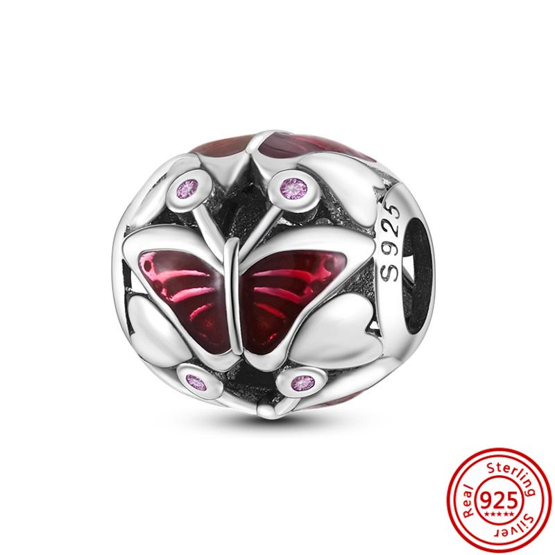 S925 серебро бабочка цветок сердце четырехлистный клевер навсегда любовь бусины подходят оригинальные подвески браслет ювелирные изделия