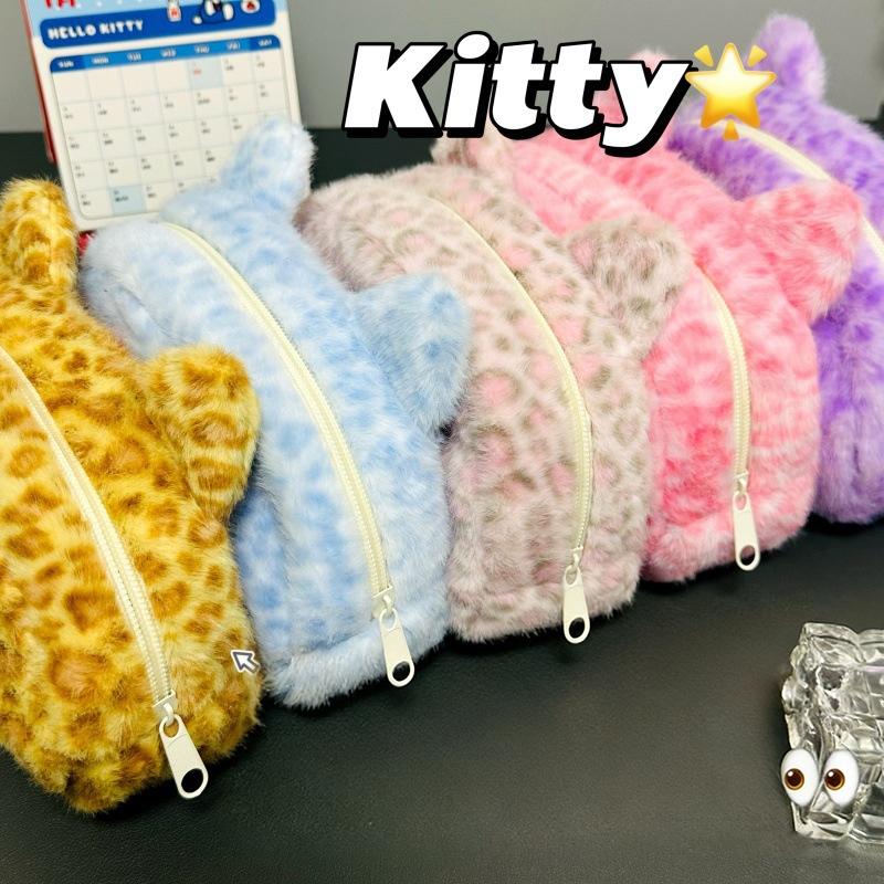 Пенал Hello Kitty Большой вместимости Плюшевый пенал-подставка Hello Kitty Сумка для хранения Hello Kitty Сумка для макияжа Косметичка Органайзер для стола