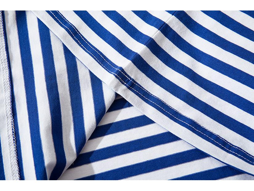 Унисекс Полосатый Топ в Японском Стиле с Вышивкой, с Длинным Рукавом