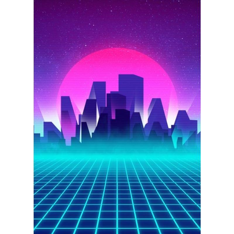 80-е Городская Ночь АВТОМОБИЛЬ ДОМ ЗАКАТ Настенное Искусство 80-е Стиль Outrun Vaporwave Постер Картина Украшение Кавайный Декор Комнаты Холст Постер