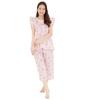 SAN1485 Check Marron Cream Ruffle Pajamas Short Sleeve Long Pants Top and Bottom Set Room Wear Marroncream Sanrio [SAZAC] Women's Pink/M