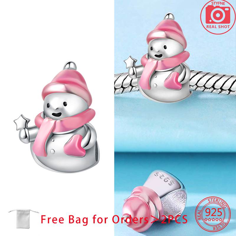 Charm Bead Charms Christmas Collection Christmas Hat Socks Bell Snowman copper Bead Charms Pendant Women Authentic Bracelets Do It Yourself Christmas