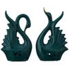 Современная элитная керамическая фигурка в виде пары лебедей | Красивый декор для дома (2 шт., темно-зеленый, средний)