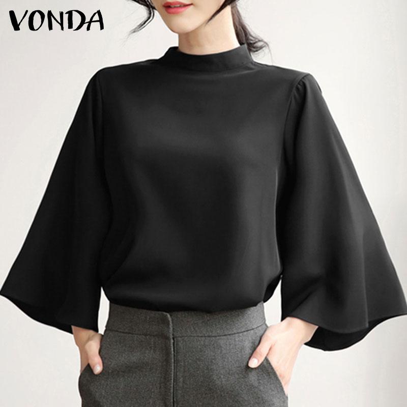 VONDA Весенняя женская блузка с рукавами 3/4, однотонные топы