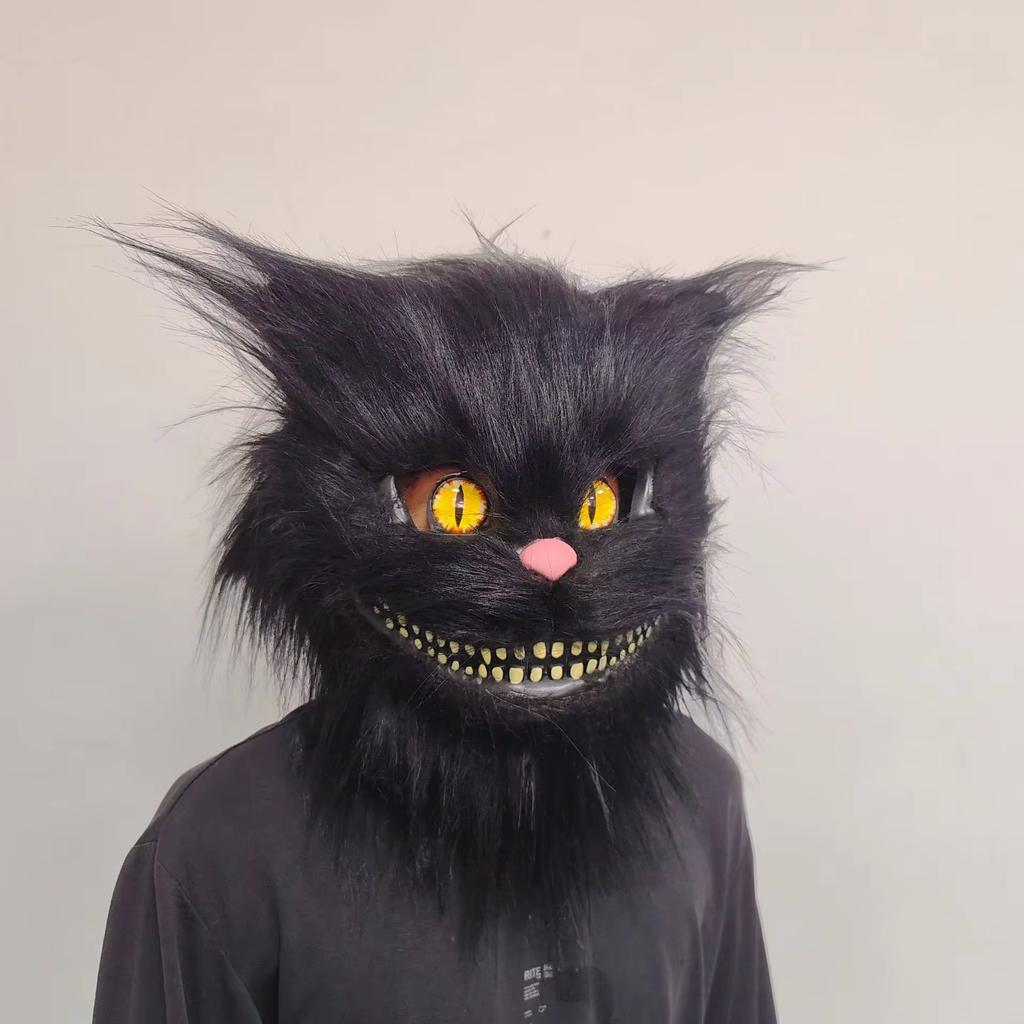 Белый кошачий головной убор, латексная маска для животных, стоящая, латексная кошачья головная маска, костюм для вечеринки на Хэллоуин, реквизит