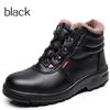 Winter Black Ankle Leather Safety Shoes Men Waterproof Shoes Thermal Cotton Boots