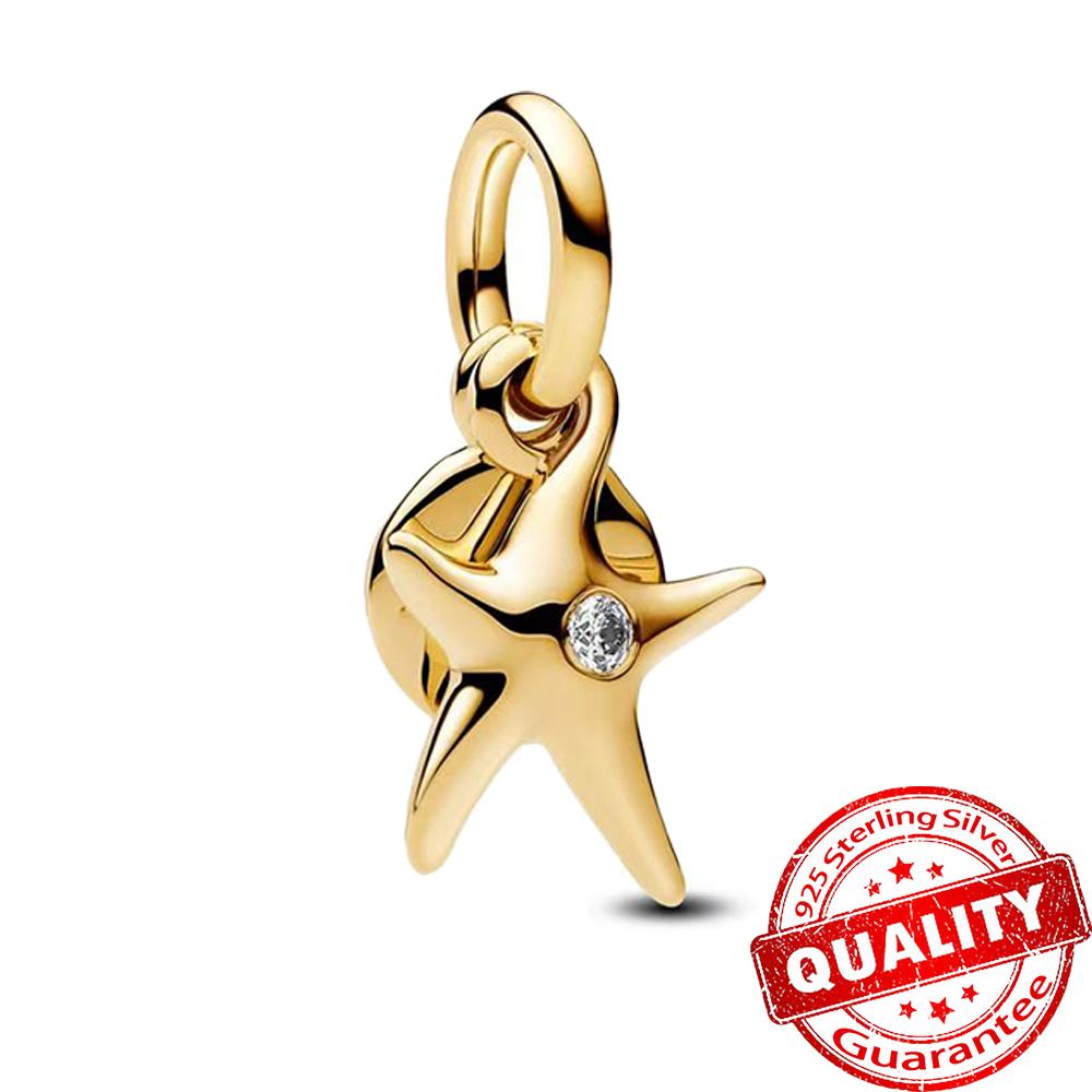 Sparkling Copper Crab Colourful Starfish Shell Conch Dangle Charm Fit Original Bracelet Diy Jewelry Accessories