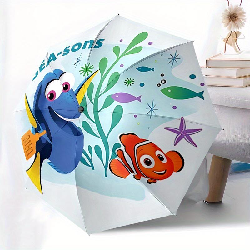 Disney Dory, Nemo Automatic Open/Close Umbrella - Cute Umbrella with Cute Design, Portable 3-Fold Compact Umbrella for Men & Women, Valentin