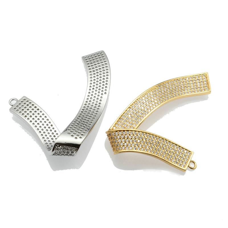 Special Design Gold Silver Plating CZ Setting DIY Necklace Making Special Silk 7 Shape Brass Pendants for Luxury Jewelry
