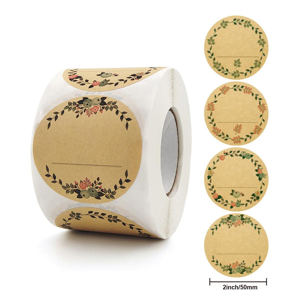 100500 Pcs 2 Inch 5cm Kraft Paper Flowers Thank You Label Stickers for Gift Card Package Party Wrapping Baking Small Business