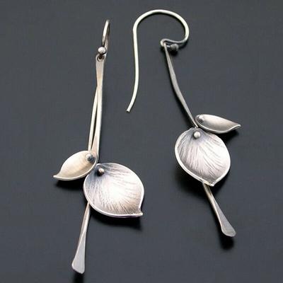 Серьги-капли в виде листьев, античное серебро, цвет в стиле бохо, женские серьги-капли, ювелирные изделия