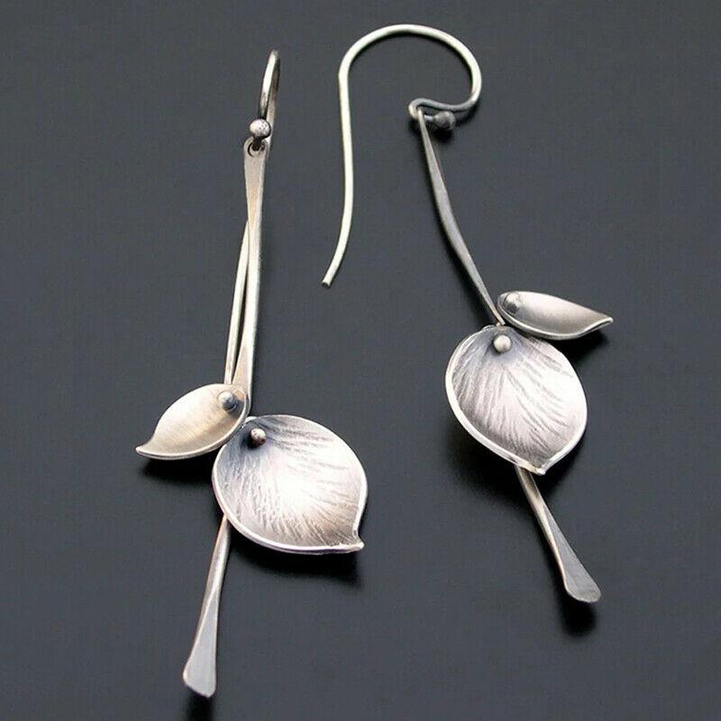 Серьги-капли в виде листьев, античное серебро, цвет в стиле бохо, женские серьги-капли, ювелирные изделия
