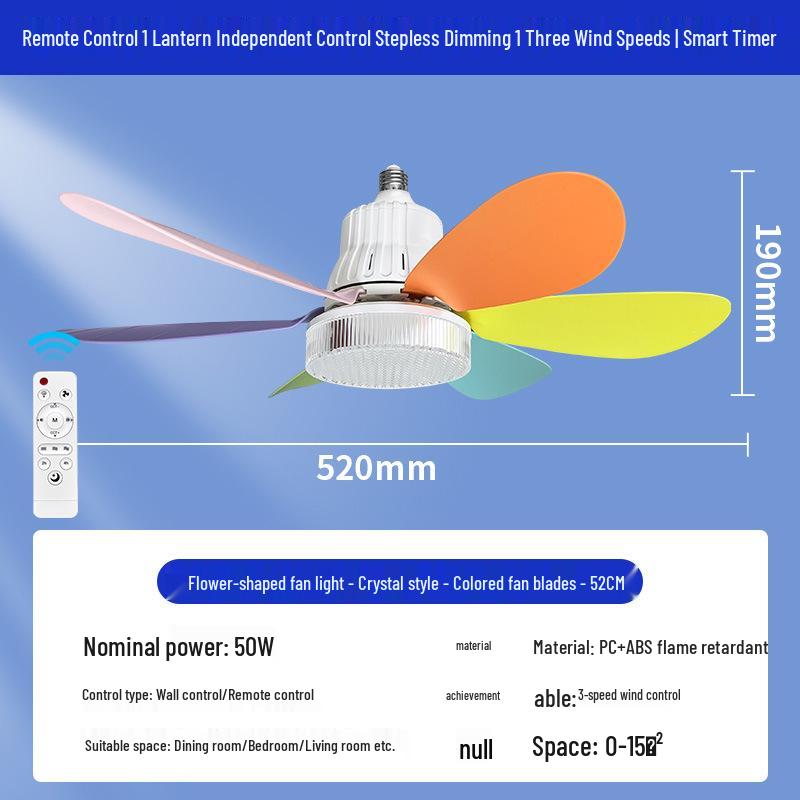 E27 LED Six-Leaf Remote Control Ceiling Fan with Silent Operation for Bedroom or Restaurant