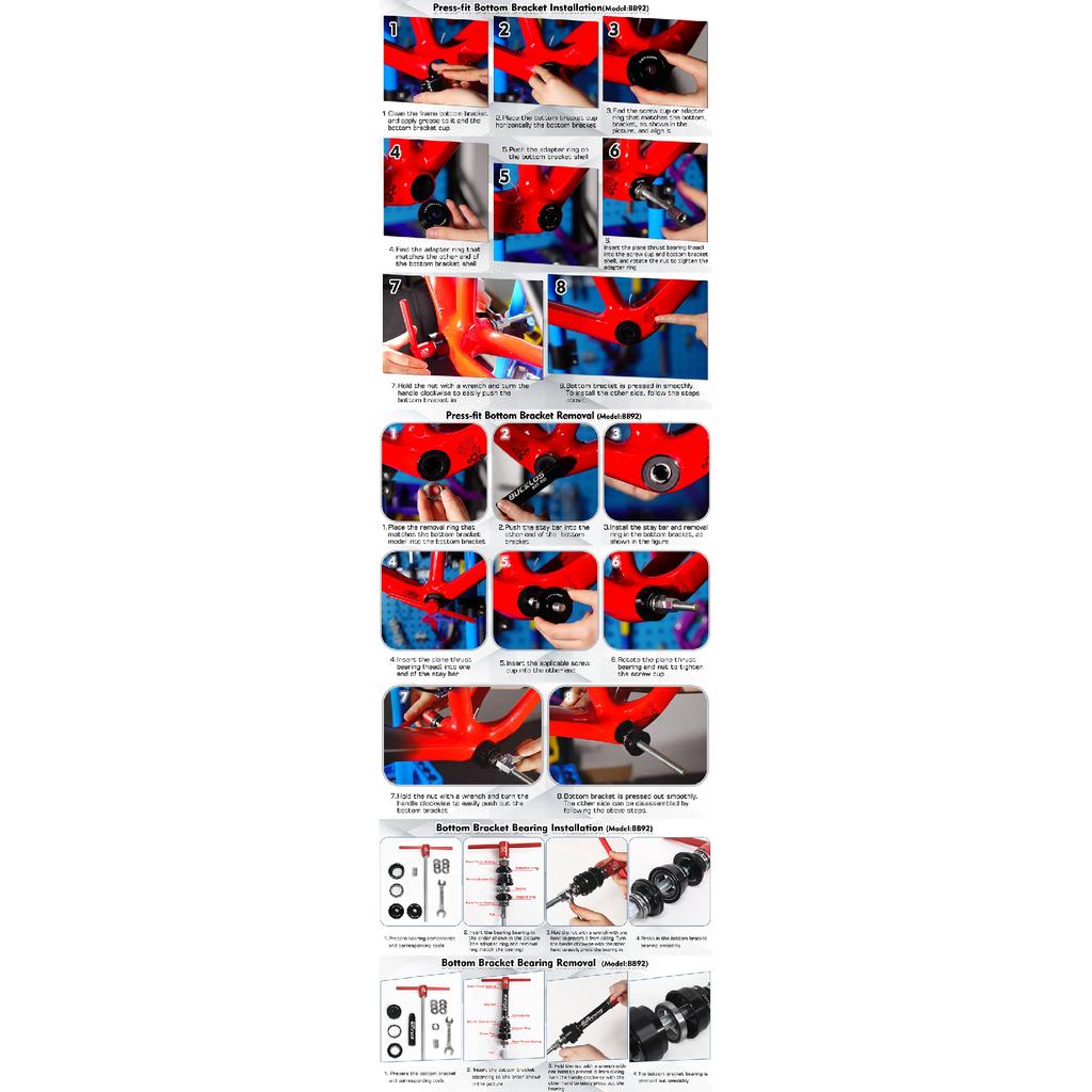 BUCKLOS Bicycle Bottom Bracket Installation Removal Tool Bike Press Fit BB Removal Install Tool CNC Aluminum Alloy Bike Tool