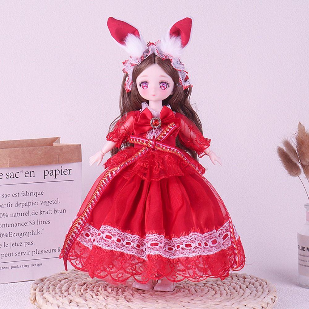Multiple Movable 30cm Bjd Doll Toy Attractive Eyes Lace Princess Doll  Kids