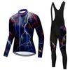 Mens Long Sleeve Cycling Jersey Bib Pants Set Breathable Quick-Dry Road Mountain Bike Riding