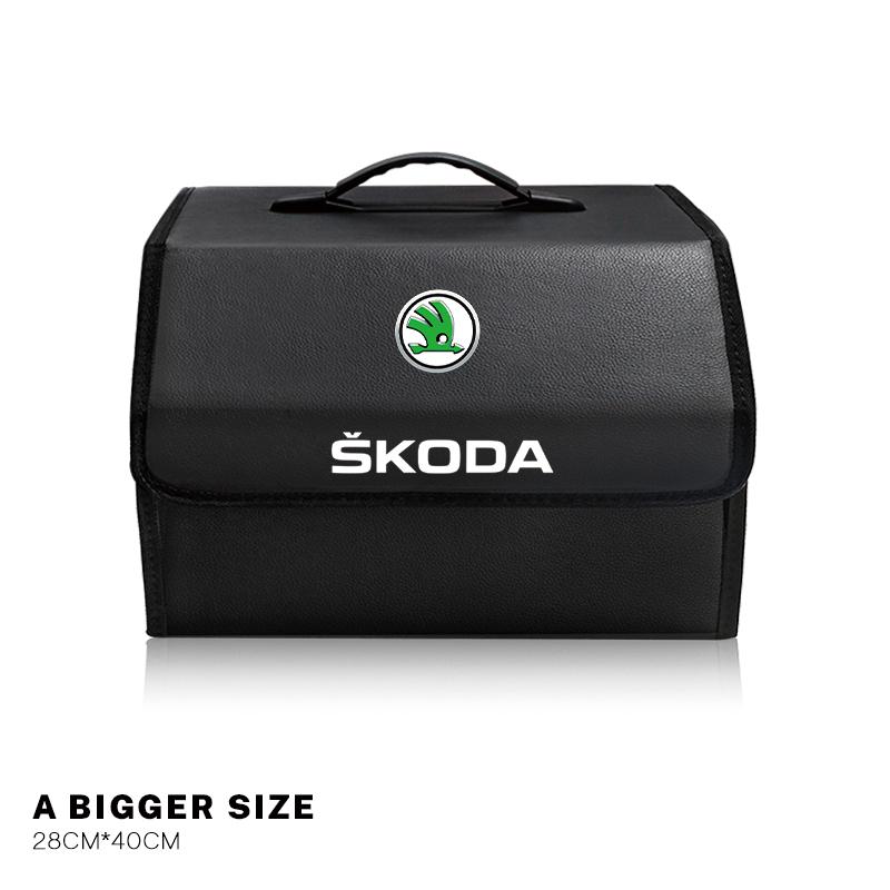 HIAQ2 Car Trunk Storage Box Leather Tidying Organizer Bag For Skoda Octavia Superb Rapid Kodiaq Karoq Fabia Kamiq Vision RS Yeti Scala