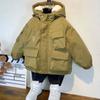 Kids Boys Plush Warm Jacket Hooded Casual Autumn and Winter Thick Cotton Jacket Children's Baby Clothing Style Cotton Jacket