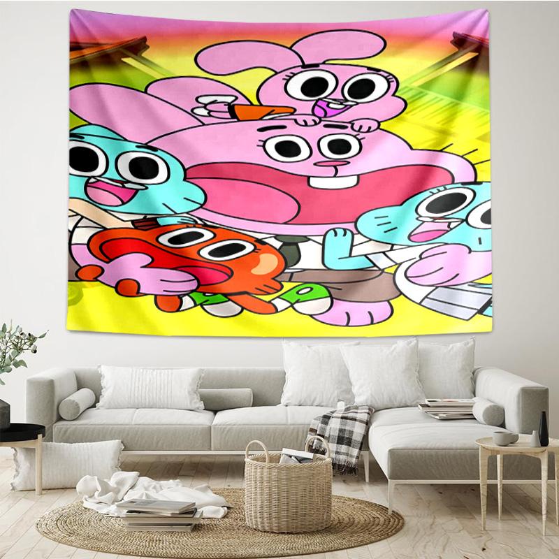 Gum's Colorful Friends Tapestry, Unique Design Tapestry, Wall Decor for Bedroom,Livingroom, Playroom,Heartwarming Fan Holiday Gifts