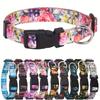 Регулируемый ошейник для собак с цветочным принтом и металлическим D-образным кольцом для маленьких и больших собак