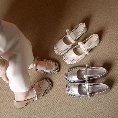 2025 новые женские модные универсальные летние ретро одинарные туфли с круглым носком, римские сандалии, женские полые дышащие сандалии