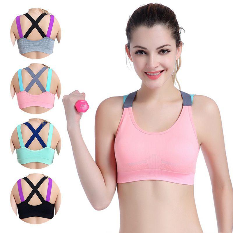 Lovely Push Up Sports Bra With Cross Straps For Yoga And Fitness Activities