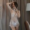 Пижама Сексуальное Чонсам Прозрачное Платье Женское Кружевное Ночное Платье Элегантное Сетчатое Кружево Милое Женское Мини-платье