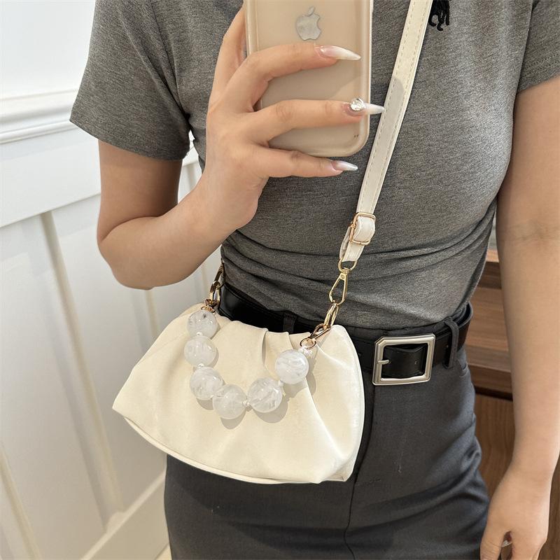 Модная жемчужная сумка-цепочка для женщин, новая трендовая универсальная плиссированная сумка через плечо