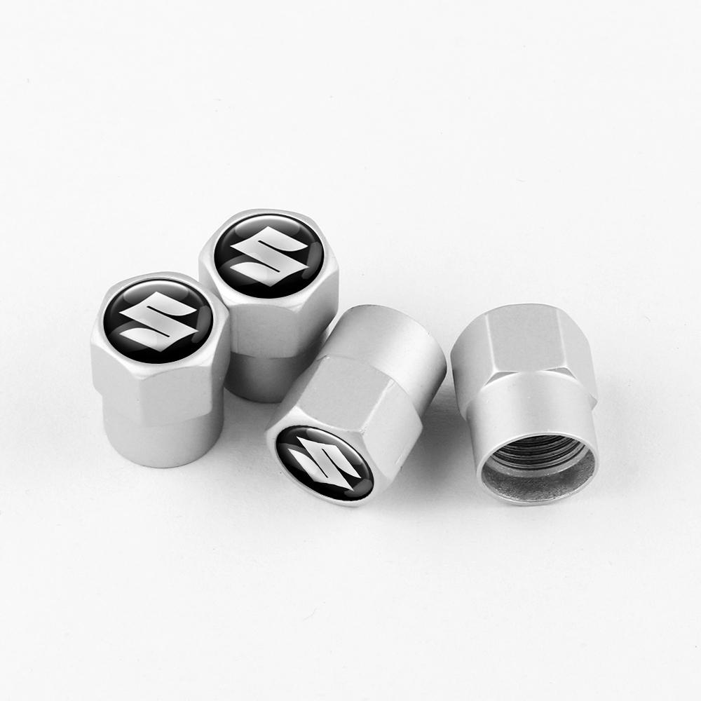 SCCF4 4PCS Metal Car Wheel Tire Valve Air Stem Cap Cover For Suzuki ALTO Samurai Grand Vitara Baleno SX4 Swift Jimny IGNIS Accessories