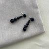 Элегантные французские серьги-пусеты из бусин с градиентом из черного агата - осенне-зимний холодный стиль