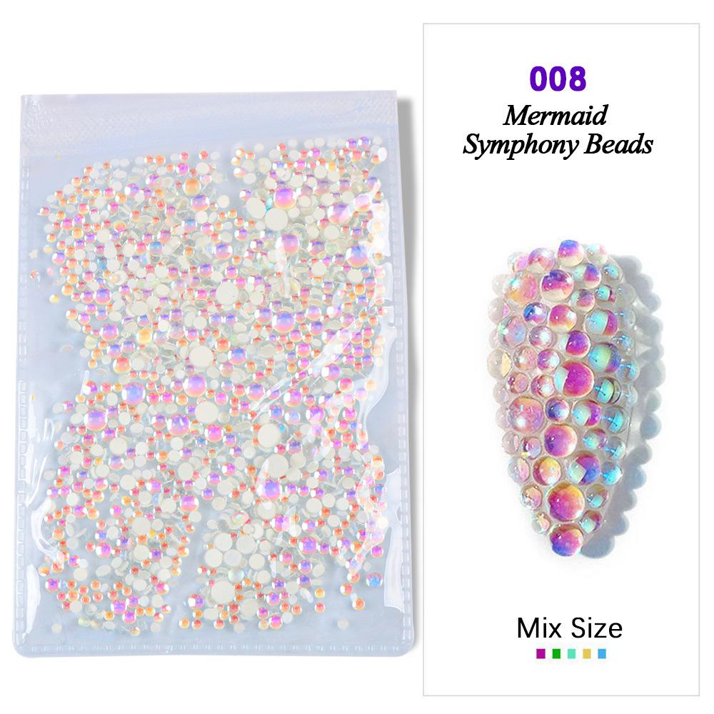 Симфония Дизайн ногтей Русалка Стеклянная бусина Аврора Конфетный цвет Дизайн ногтей Безделушка Сделай Сам Дизайн ногтей Сверло для ногтей