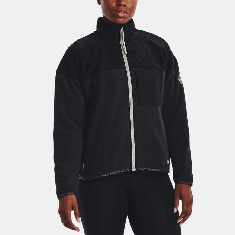 Under Armour Polartec Maxx Solid Zip Neck Sports Jacket Women Jackets Black 1373291-001