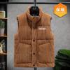 Мужская теплая жилетка на молнии с винтажной вышивкой и надписями, куртка осень-зима, модный однотонный жилет с карманами, воротник-стойка, без рукавов