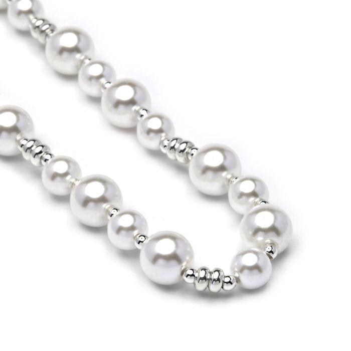 Collier - LUXENTER - Akio - perle blanche - finition rhodiée - alliage métallique