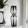 Nordic Creative Black and White Ceramic Vase Abstract Style Flower Arrangement Flower Retro Classic Home Craft Ornament