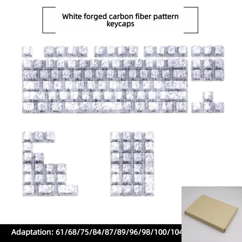 Xiaomi Black Carbon Fiber Texture Keycaps Transparent RGB Side Printed Cherry profile PC keycap set for MX Cherry Mechanical Keyboard