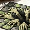 Soft Crystal Velvet Carpet 3D Skeleton Halloween Rug, Spooky Optical Illusion Entrance Depth Heavy Duty Entry Mat Pattern Non-Slip Floor